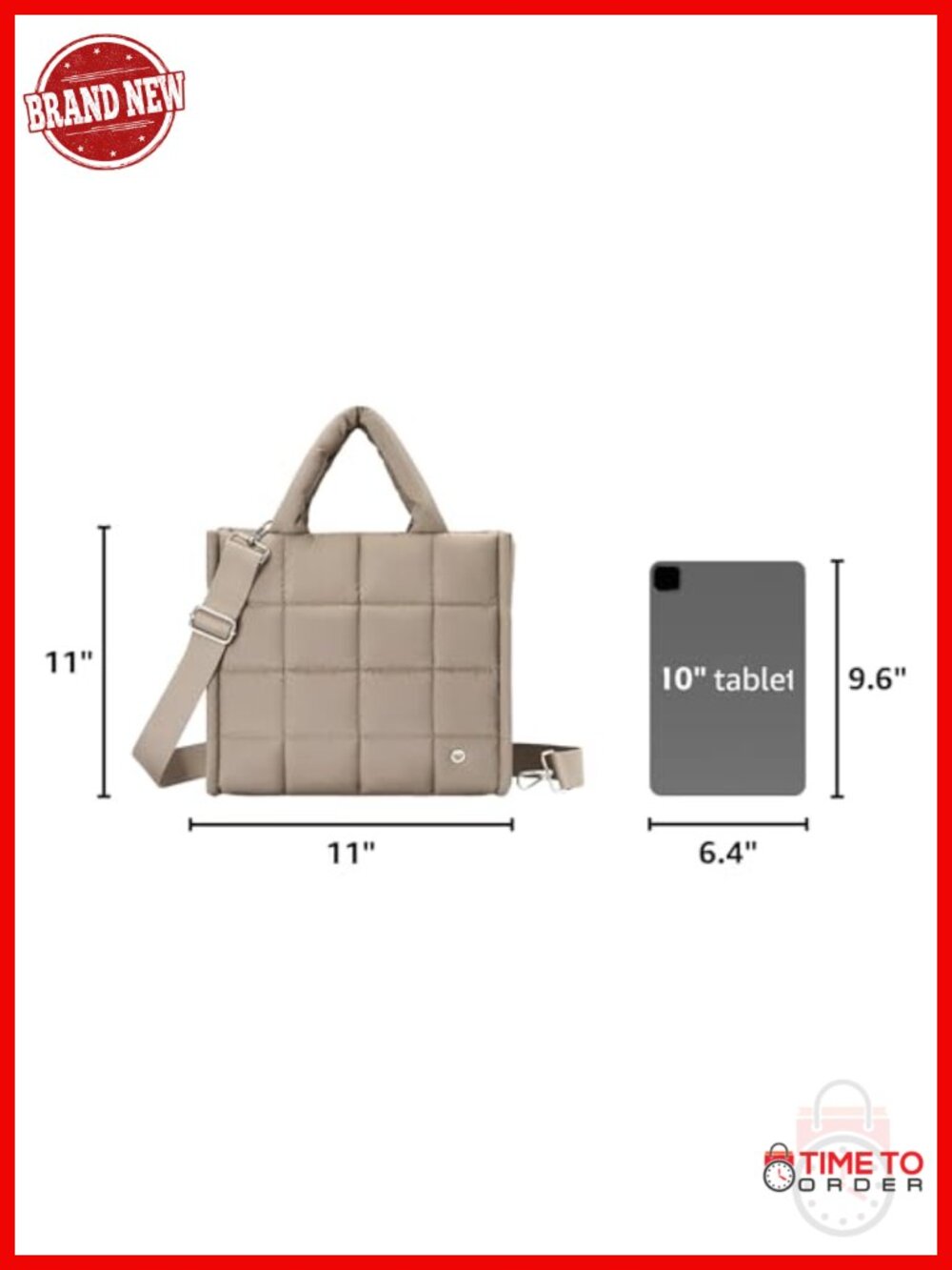 Puffer Crossbody Bag Quilted Tote Nylon Puffy Weekender Overnight Handbag - Picture 2 of 6